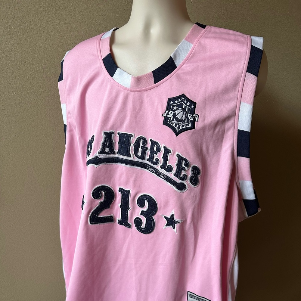 Point Connection (3XL) Pink~ Los Angeles 213 Throwback Sleeveless Jersey